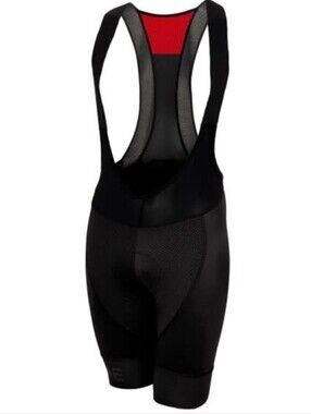 Biemme Black Cycling Bib Shorts with Red Back Panel